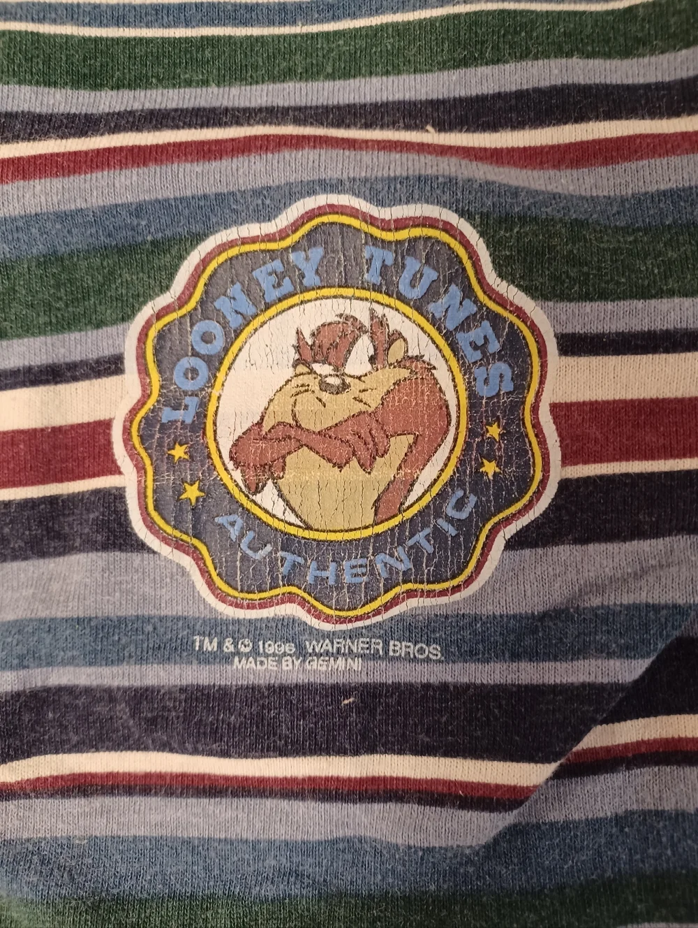 Vintage 90s Looney Tunes Blues Striped TShirt Kids 3T Colorful Retro